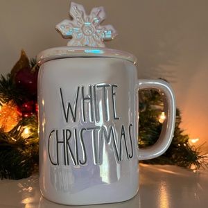 Rae Dunn Iridescent ‘White Christmas’ Mug with Top